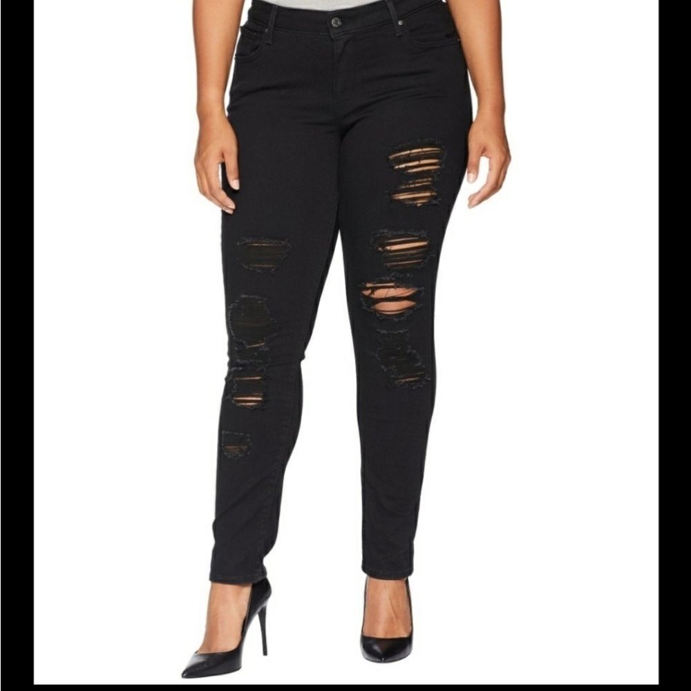 Levis 711 skinny distressed black jeans size 26W S